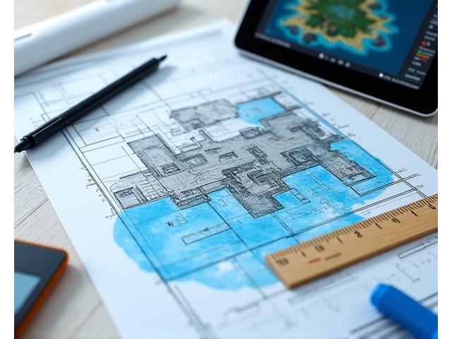 Architectural drawing of a custom water park design